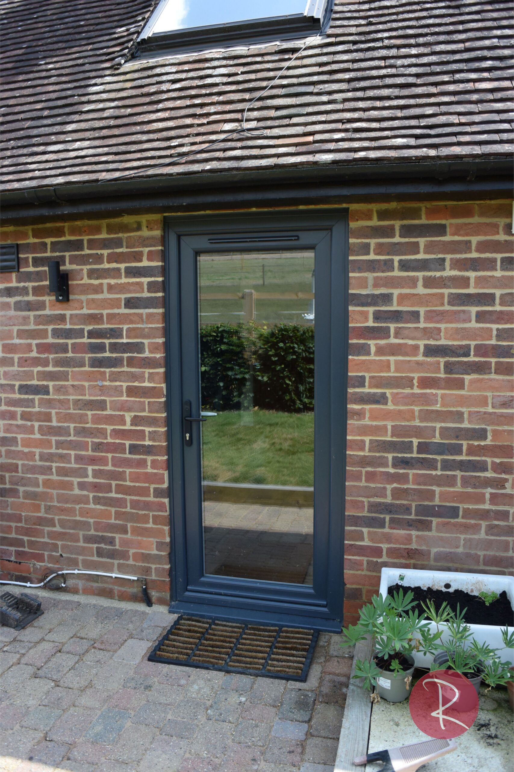 black aluminium double glazed residential door