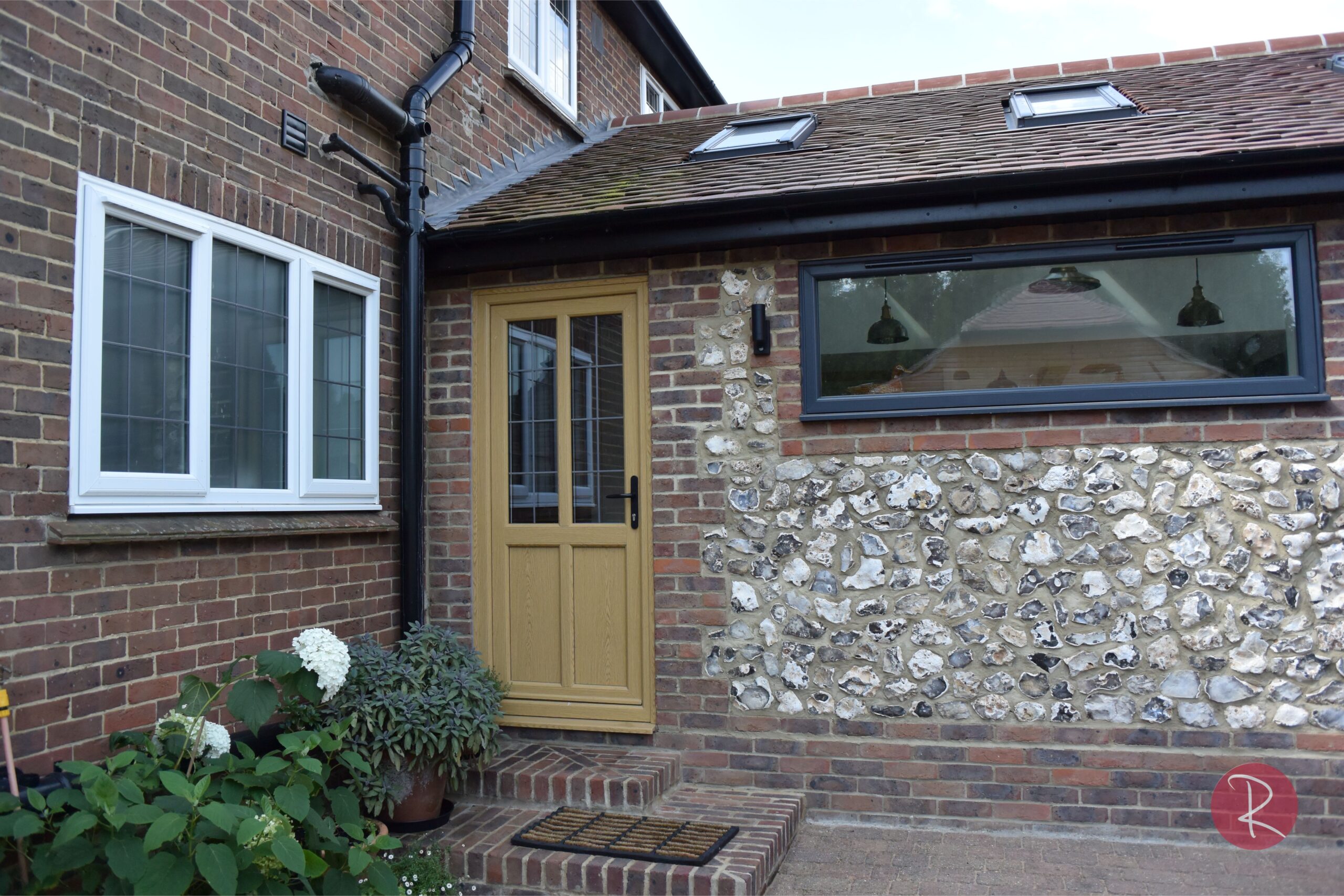 uPVC double glazed brown residential door