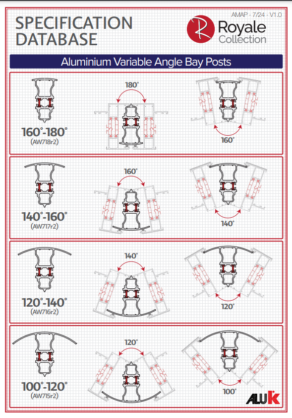 aluminium variable angle bay posts