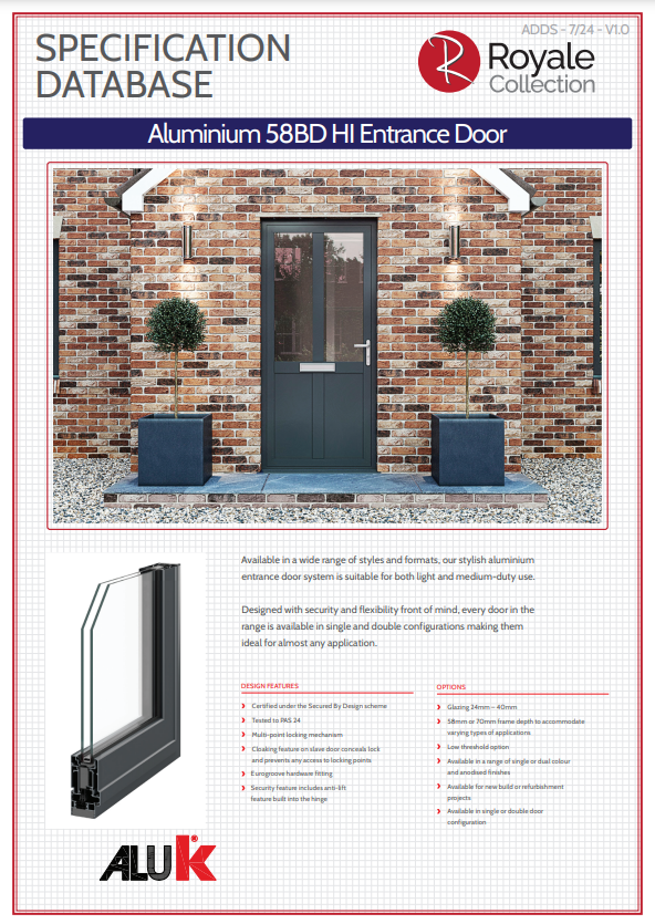aluminium entrance door specification database