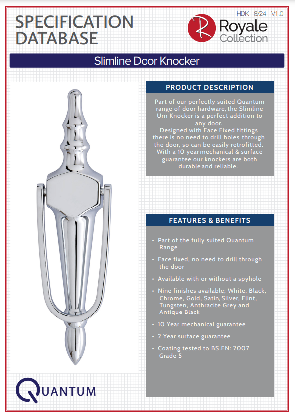 door knocker specifcation database