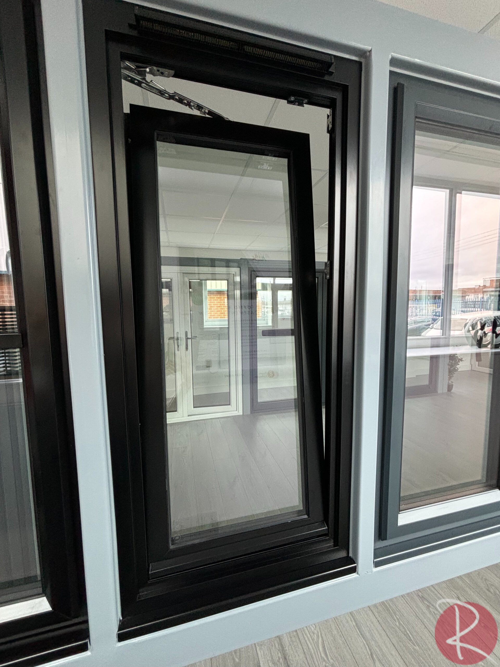 open black aluminium tilt and turn window