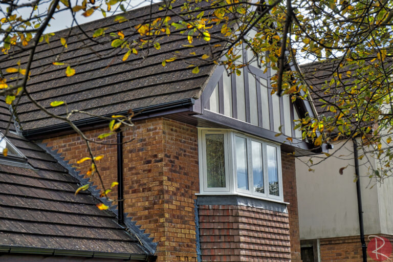 White flush sash bay windows